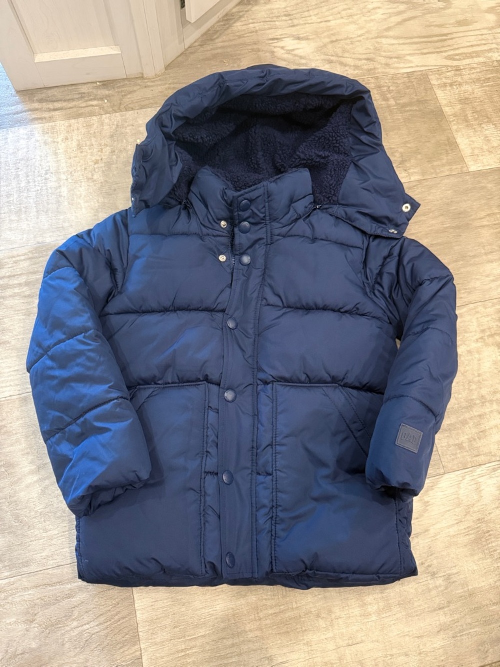 GAP Navy Blue Kids Puffer Jacket with Hood